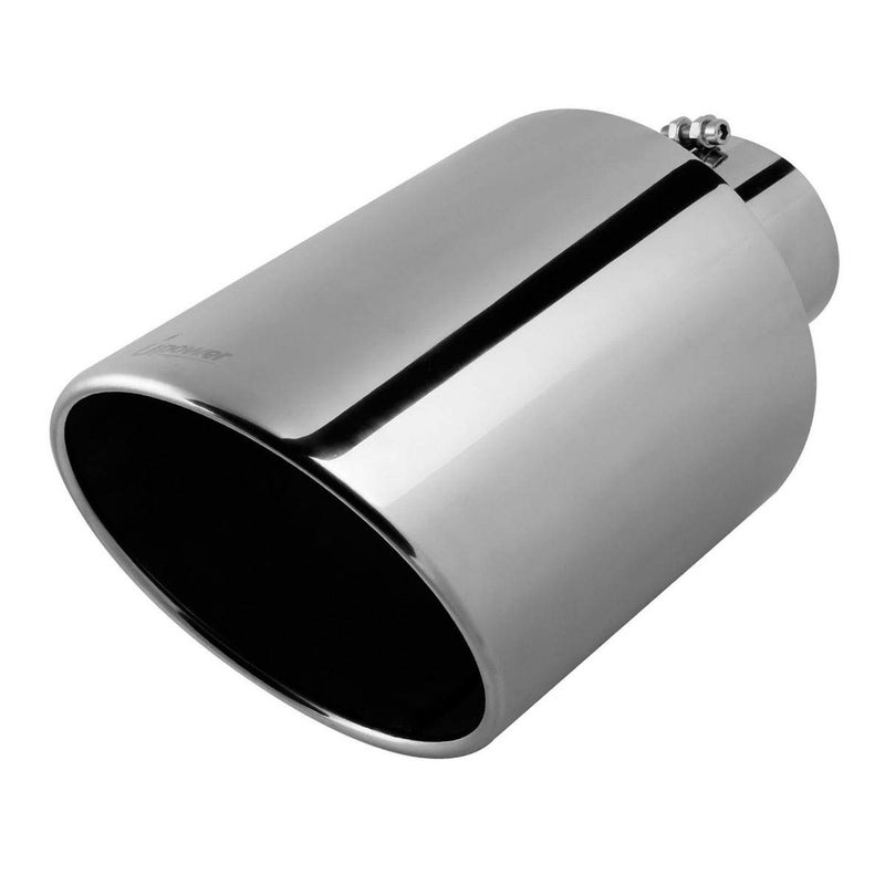 Upower 4" to 10" Exhaust Tip Mirror Polished 4 Inch Inlet 10 Inch Outlet Exhaust Tailpipe 18" Length Bolt-On 45 Degree Angle Cut Tail Pipe - Image 1